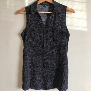 Spense Black & White Polka Dot Sleeveless Blouse, Size S